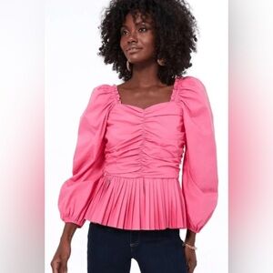 Tuckernuck Hyacinth House Pink Peplum Top